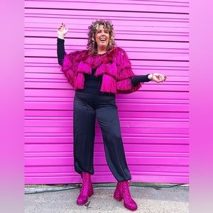 Fringe + Co. - Bright Pink Tinsel Jacket